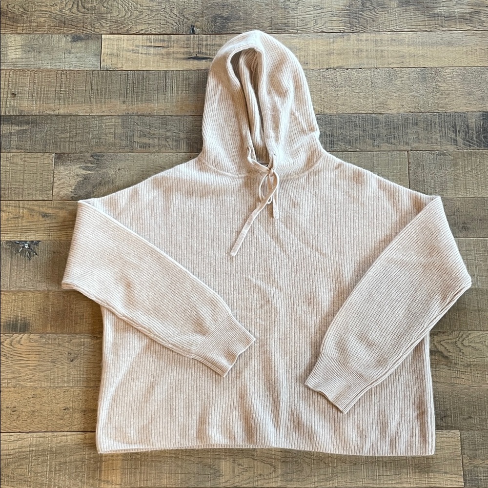 Magaschoni Cashmere Ribbed Hoodie in Cream